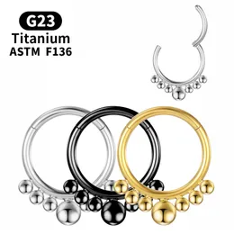 Piercing Industrial Nose Rings Hoop Helix Women Titanium G23 Brosk gångjärn Segmentörhängen Labret Gold Clicker Body Jewelry