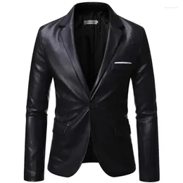 Men's Suits Autumn Winter Business Luxury Blazer Fashion Banquet Leather Dress Suit Jacket Slim Texture High Quality Pu Coat 6XL