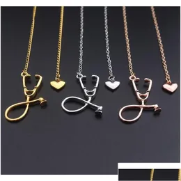 Pendant Necklaces Fashion Medical Jewelry Alloy I Love You Heart Necklace Stethoscope For Nurse Doctor Gift Wholesale Gsw34 Drop Del Otfcd