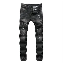 Desig Ink Pés pequenos Jeans masculinos Autumn Winter Tight Ankle Fashion Ripped Washed245W