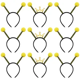 Hårtillbehör 9st Hårhoppar Bee pannband Tillbehör Kids Bee Antenna pannband Vuxna Halloween Costumes Boppers Pom Yellow Pieces Women 230821