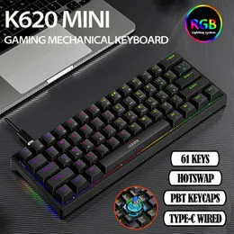 Tastaturen 61 Tasten 60% Mini Gaming Mechanische Tastatur RGB SWAP TYPEC Kabelgebundener Ergonomie PBT -Tastaturen für Gamer 230821