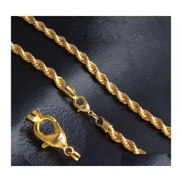 Kedjor 18k Real Gold Plated rostfritt stål Ropkedjans halsband för män Kvinnor Giftmodesmycken Tillbehör Drop Delivery Necklac OT8LE