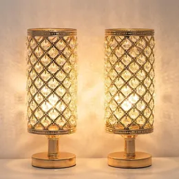 Kristal masa lambaları - berrak kristal lamba gölgeli 2 set, altın