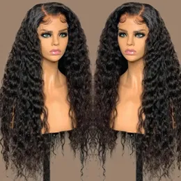 Peruca de renda transparente perucas de cabelo humano encaracolado brasileiro onda profunda peruca frontal para mulheres negras precedidas 4x4 de fechamento peruca frontal