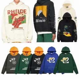 Rhude Sweat à capuche Designer Mens Sweat à capuche Lettre Imprimer Lâche Sweats à capuche à manches longues Mode Sports Sweat à capuche pour hommes Femmes Haute Qualité Marque de luxe Sweat-shirt US S 73Rk #