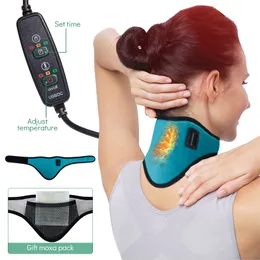 Massera nackkudde Electric Heating Brace Cervical Vertebra Trötthetsterapi Reliever Smärtlindrande Strap Moxibustion Health Care Tool 230821