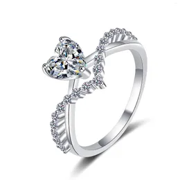 Anelli a grappolo 925 sterling in argento a forma di cuore 1ct anello di diamanti moissanite anello taglio luminoso promesso gioielli di lusso