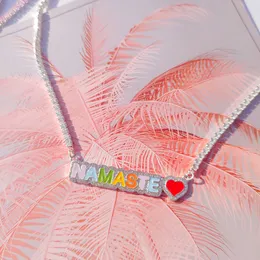 Stränge Saiten Duoying Custom Rainbow Name Emaille Halskette Personalisierte Pflaster -Umriss Tenniskette Weißer Zirkon Anhänger Juwely Geschenk 230822