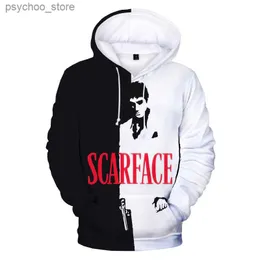 Bluzy bluzy bluzy Scarface 3D Fashion Film Bluza Tony Montana Men's Ultra Fine Hoodie Pullover Harajuku Street Ubranie unisex Q230822