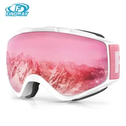 Ski Goggles Findway Adult Ski Goggles Doublelayer Lens Anti Fog UV Protection OTG Design Over Helmet Compatible for Skiing Snowboarding 230822