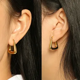Stud Oval Gold Color Hoop Ohrringe Geometrische Edelstahl -Stahl -Wasser -Proof -Partygeschenk für Frauen Modeschmuck Accessoires 230822