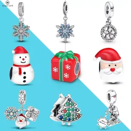 925 silver for pandora charms jewelry beads Tree Santa Claus Dangle charms set Pendant DIY Fine Beads Jewelry