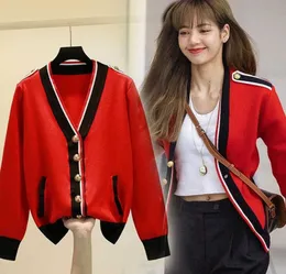 2023 New Women's Sweaters Loose Casual brand Women Cardigan V-neck red designer