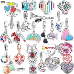 925 Silver Fit Pandora Charm Bows Lipstick Rainbows Heart Balloon Butterfly Flowers Mom Colorful charms For pandora charms jewelry 925 charm beads accessories