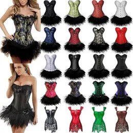 Bustiers & Corsets Women Sexy Burlesque Overbust Corset Bustier Top With Mini TuTu Skirt Fancy Dresses Costume Gothic Dress229Q