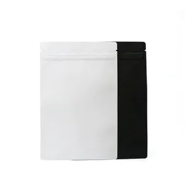 Storage Bags Matt White/Black Aluminum Foil Self Sealing Bag Flat Bottom Metallic Mylar Black Zip Food Packaging Lx1881 Drop Delivery Dhoyi