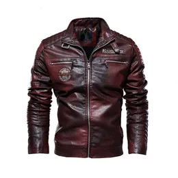 Мужские куртки кожаная куртка мужская зимняя флис Слим мотоцикл Leahter Jackets Mens Stand Casual Custe Leather Overwear Man 7xl 230821