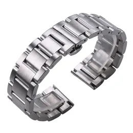 Solid 316L Stainless Steel Watchbands Silver 18mm 20mm 22mm Metal Watch Band Strap Wrist Watches Bracelet CJ191225263g