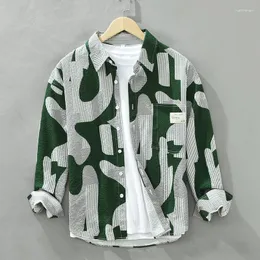 남자 캐주얼 셔츠 패션 프린트 폴리 에스테르 스프링과 가을 긴 소매 셔츠