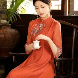 Ubranie etniczne Wysokiej klasy letnie kobiety haft haft cheongsam sukienka retro elegancka dama qipao szczupła impreza s-xxl