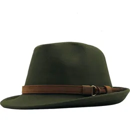 Szerokie brzegowe czapki wełna wełna kobiety mężczyźni fedora kapelusz na zimową jesień elegancka dama gangster trilby poczuła, że ​​Homburg Church Jazz 5558cm Regulted 230821