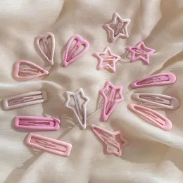 Hair Clips Barrettes star children s hairpin pink love alloy bb clip net red baby bangs hair accessories headdress 230822