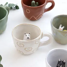 Canecas Estéreo 3D Animal em relevo Copo de café nórdico Moderno de café da manhã cerâmico de café da manhã com leite de leite decoração de casa