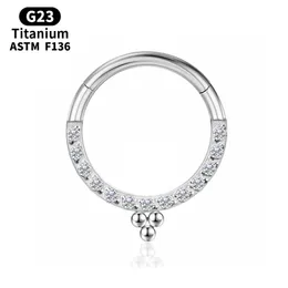 Septum Piercing Helix Tragus Zircon Titanium Nose Ring Hoop Woman G23 Industrial Broskörhängen Labret Clicker Body