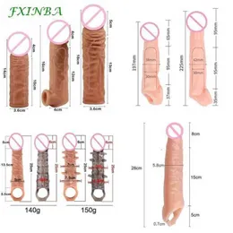 Fxinba 14-27cm Extensor de Manga para Pênis Realista Alargamento do Galo Atraso Ejaculação Homens Reutilizáveis