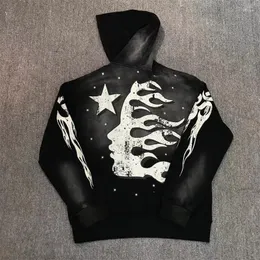 High Street Vintage Washed Black Hellstar Hoodie For Men And Women