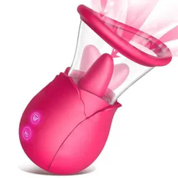 Massager Licklip Rose Vibrator för kvinnor 2 i slickande sugande stimulatorklittor bröstvårtor vakuumpump suger