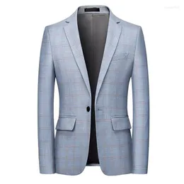 Men's Suits 2023 Spring Simple Plaid Business Suit/Male Slim Fit Groom To Get Married Dress Blazers/Man Casual Jacket