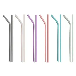 Silicone Drinking Straw Multi-color Reusable Silicone straw Folded Bent Straight Straw Home Bar silicone tube