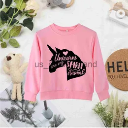Hoodies Sweatshirts Unicorns Are My Spirit Animal Print Creavity Pattern Kids Pink Sweatshirts Summer New Hot Sell Child Hoodless Sweaters Dropship x0822
