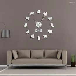 ساعات الحائط Chow Dog Breed حيوانات 3D DIY أكريليك ساعة جرو عاشية عاشق ملصقات هدية مشاهدة لغرفة المعيشة اكتساح هادئ