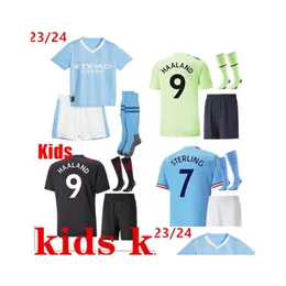 Joga strój 2023 2024 Haaland City Soccer Jerseys Grealish Sterling Mans Cities Mahrez de Bruyne Foden Kid Kit Footbal Kit Dhhgq