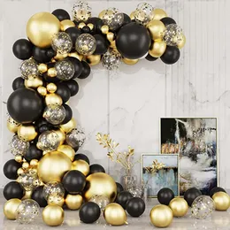 Inne imprezy imprezowe Black Gold Balloon Garland Arch Zestaw konfetti lateks Baloon Graduation Happy 30th 40th Birthda