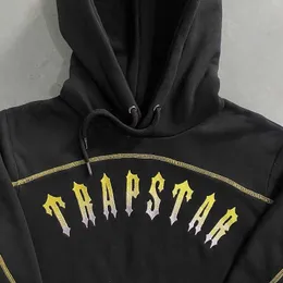 Ny Central Cee Set Quality Trapstar Men Gold Letter Brodery Black Paneled Women Hoodie Hot Sell Jogger Pants Tracksuits Suit