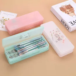 تعلم ألعاب الشفافية صقيع كبير سعة قلم القلم الرصاص حالة Kawaii Double Deck Pencilcase School Pen Case Supplies Pencils Pouch R230822