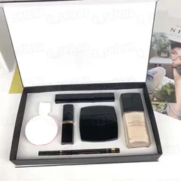 Brand Makeup Set 15ml Perfume Lipstick Eyeliner Mascara Liquid Foundation 6 in 1 Cosmetics Kit