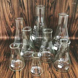 50mlから1000mlのerlenmeyer borosilicateガラスフラスコワイドネックコニカル三角形の実験装置