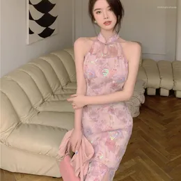 Abbigliamento etnico vintage abito tradizionale cinese migliorato elegante elegante qipao floreale split midi sequestro sexy sequestro cheongsam moderno 2023
