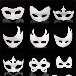 Party Masks White Omålat ansikte Vanligt/tomt papper PP Mask Diy Dancing Christmas Halloween Masquerade ZA4617 Drop Delivery Home Garden DH3YT