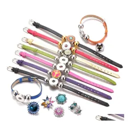 Charm Bracelets Snap Button 18Mm Jewelry Pu Leather Diy Armband Bracelet Drop Delivery Dhjsi Otpnx