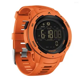 Relógios de pulso Dual Time Led Digital Watch for Men 50m Watersoperme Cronograph Quartz relógios Orange Military Sport Electronic Wristwatch