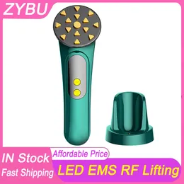 Mini RF Machine EMS Pulse Face Beauty Device Necklyftning Skin åtdragning Anti Wrinkle Face Massager 5 Färger LED -ljusterapi Mikro nuvarande hudföryngring