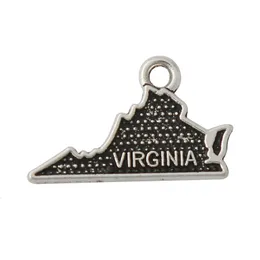 Charms Rainxtar Double Side American State of Virginia Map Legierung Charms 13*22 mm AAC034 230821