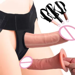 Massaggiatore indossabile per pene con manica cava per unisex realistico con mutandine Sextoy estensione Masturbazione anale lesbica