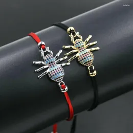 Charmarmband Micro Inlay Crystal Zircon Insect Spider Braid Armband Red Thread String Bee For Men Women Lovers Couples Smycken